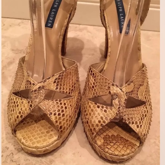 RALPH LAUREN Python Snake Ankle Strap Heels Italy - Picture 12 of 12